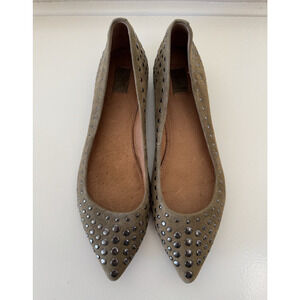 Frye Womens 8M Sienna Studded Ballet Flat Suede Leather Boho Slip On Shoes